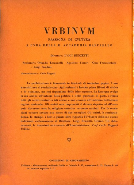 Urbinum bollettino di cultura ufficiale per gli atti della brigata urbinate degli amici dei monumenti, della reale Accademia Raffaello e del reale Istituto di belle arti delle Marche