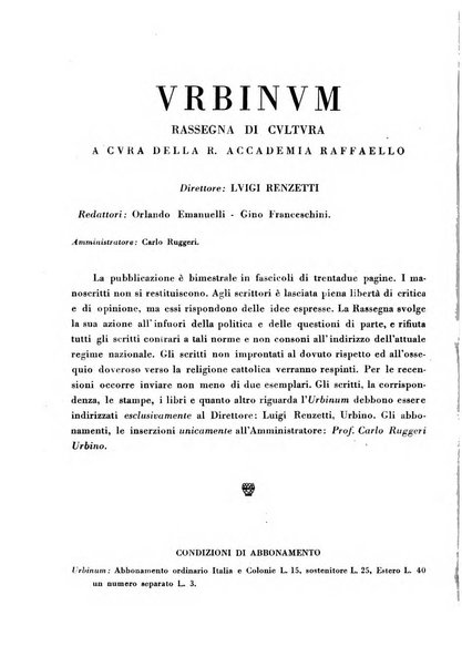 Urbinum bollettino di cultura ufficiale per gli atti della brigata urbinate degli amici dei monumenti, della reale Accademia Raffaello e del reale Istituto di belle arti delle Marche