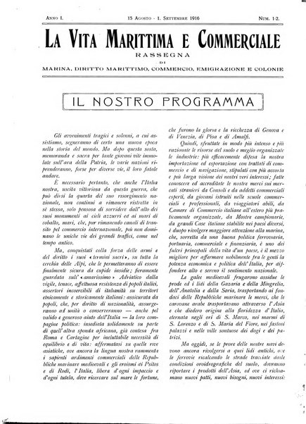 La vita marittima e commerciale rassegna di marina, diritto marittimo, commercio, emigrazione e colonie