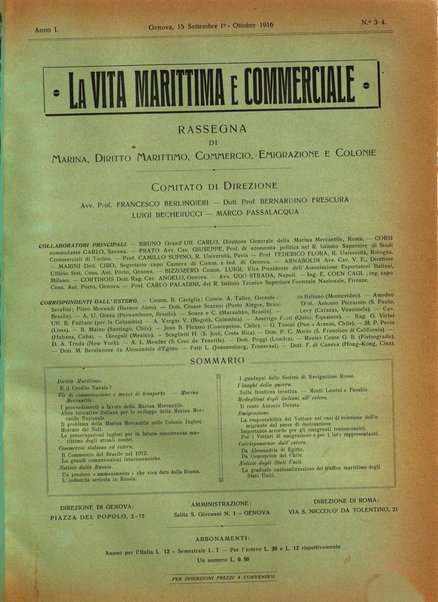 La vita marittima e commerciale rassegna di marina, diritto marittimo, commercio, emigrazione e colonie