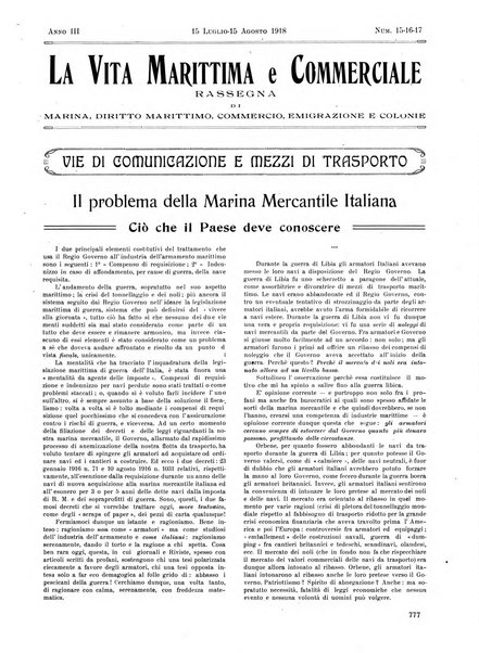 La vita marittima e commerciale rassegna di marina, diritto marittimo, commercio, emigrazione e colonie