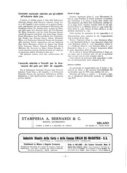 Vita tessile organo ufficiale della Federazione nazionale fascista delle industrie tessili varie del cappello