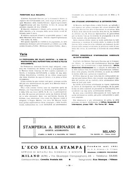 Vita tessile organo ufficiale della Federazione nazionale fascista delle industrie tessili varie del cappello