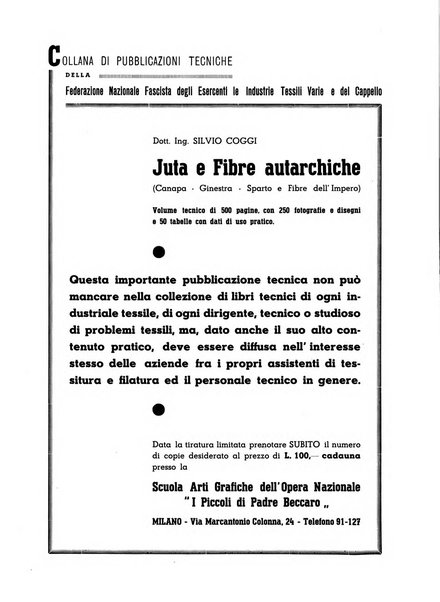 Vita tessile organo ufficiale della Federazione nazionale fascista delle industrie tessili varie del cappello