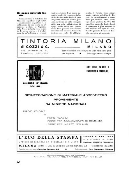 Vita tessile organo ufficiale della Federazione nazionale fascista delle industrie tessili varie del cappello