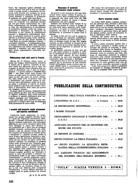 Vita tessile organo ufficiale della Federazione nazionale fascista delle industrie tessili varie del cappello