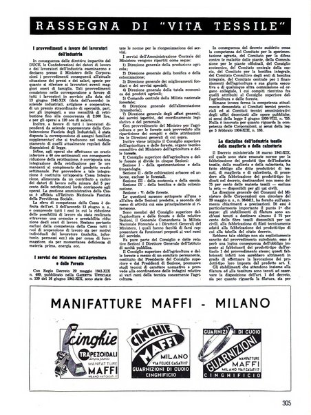 Vita tessile organo ufficiale della Federazione nazionale fascista delle industrie tessili varie del cappello