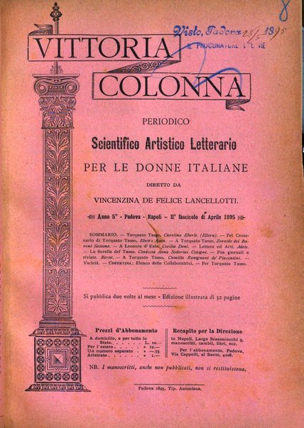 Vittoria Colonna periodico scientifico, artistico, letterario per le donne italiane