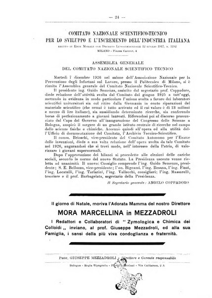 Zymologica e chimica dei colloidi e degli zuccheri