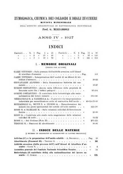 Zymologica e chimica dei colloidi e degli zuccheri