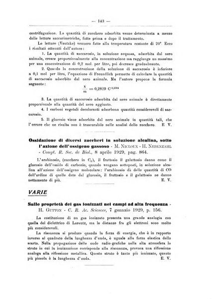 Zymologica e chimica dei colloidi e degli zuccheri