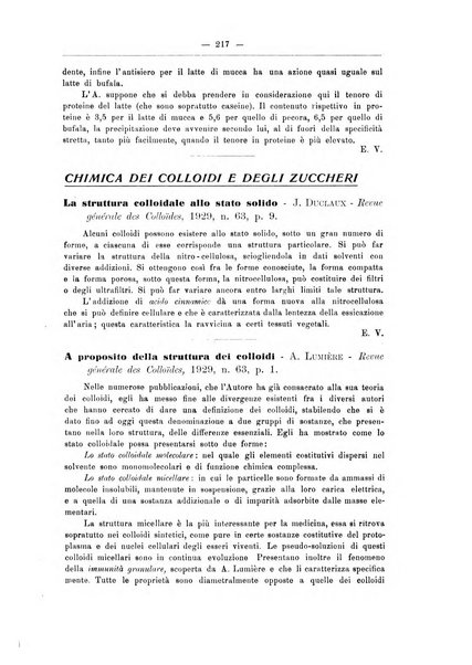 Zymologica e chimica dei colloidi e degli zuccheri