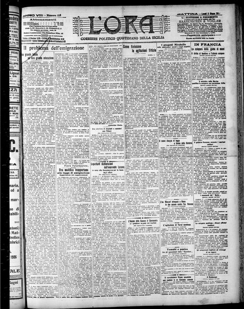 L'ora : corriere politico, quotidiano della Sicilia