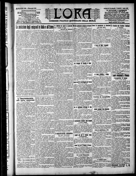 L'ora : corriere politico, quotidiano della Sicilia