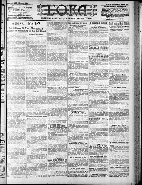 L'ora : corriere politico, quotidiano della Sicilia
