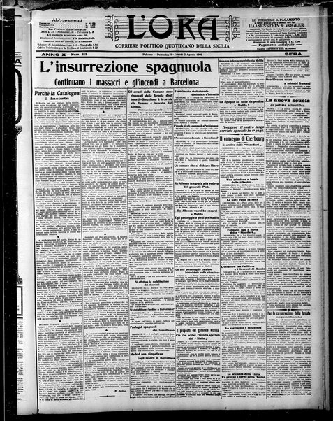 L'ora : corriere politico, quotidiano della Sicilia