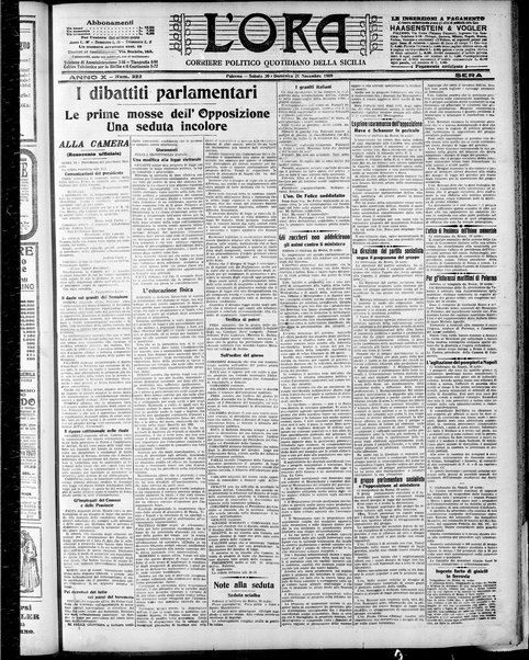 L'ora : corriere politico, quotidiano della Sicilia