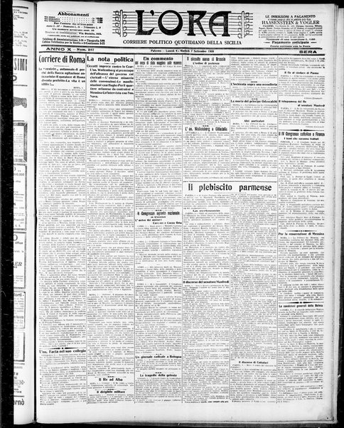 L'ora : corriere politico, quotidiano della Sicilia