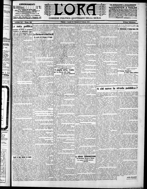 L'ora : corriere politico, quotidiano della Sicilia
