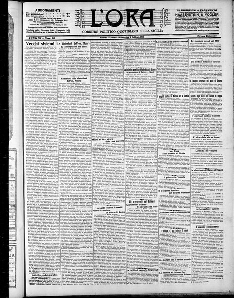 L'ora : corriere politico, quotidiano della Sicilia