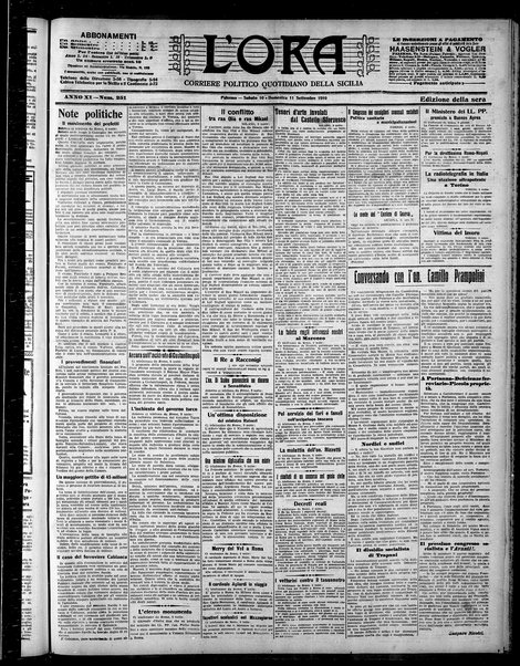 L'ora : corriere politico, quotidiano della Sicilia