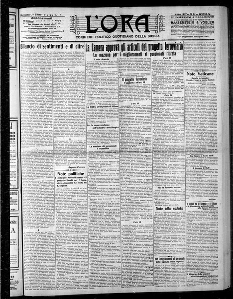 L'ora : corriere politico, quotidiano della Sicilia