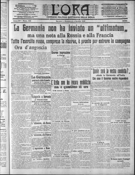 L'ora : corriere politico, quotidiano della Sicilia