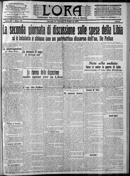 L'ora : corriere politico, quotidiano della Sicilia