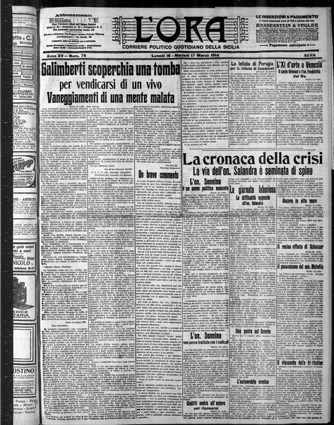 L'ora : corriere politico, quotidiano della Sicilia