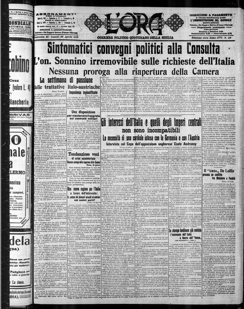 L'ora : corriere politico, quotidiano della Sicilia