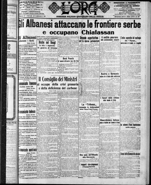 L'ora : corriere politico, quotidiano della Sicilia