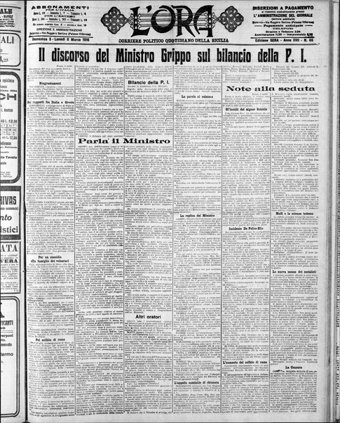 L'ora : corriere politico, quotidiano della Sicilia