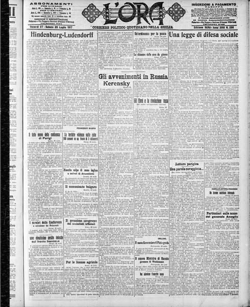 L'ora : corriere politico, quotidiano della Sicilia