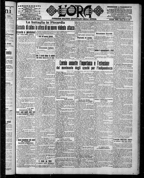 L'ora : corriere politico, quotidiano della Sicilia