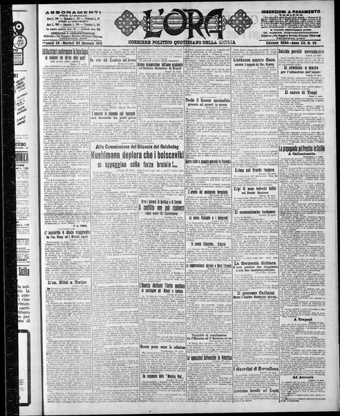 L'ora : corriere politico, quotidiano della Sicilia