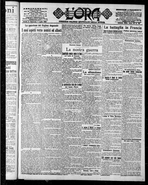 L'ora : corriere politico, quotidiano della Sicilia