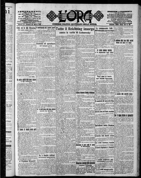 L'ora : corriere politico, quotidiano della Sicilia
