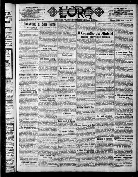 L'ora : corriere politico, quotidiano della Sicilia
