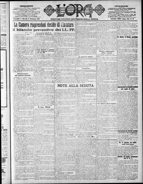 L'ora : corriere politico, quotidiano della Sicilia