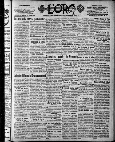 L'ora : corriere politico, quotidiano della Sicilia