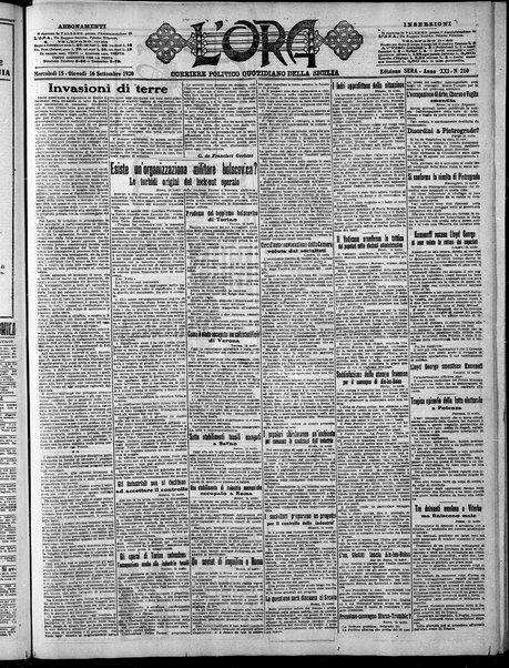 L'ora : corriere politico, quotidiano della Sicilia