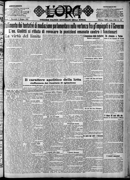 L'ora : corriere politico, quotidiano della Sicilia