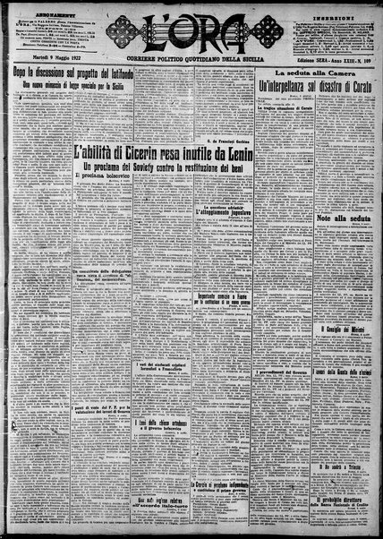 L'ora : corriere politico, quotidiano della Sicilia