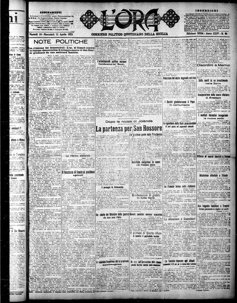 L'ora : corriere politico, quotidiano della Sicilia