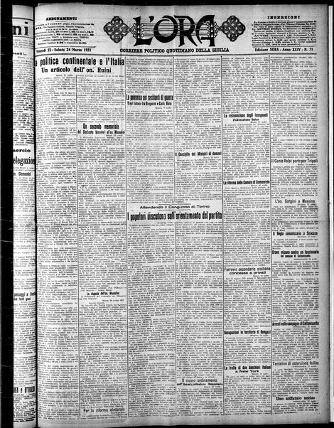 L'ora : corriere politico, quotidiano della Sicilia