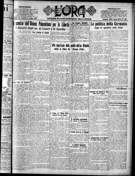 L'ora : corriere politico, quotidiano della Sicilia