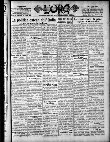 L'ora : corriere politico, quotidiano della Sicilia