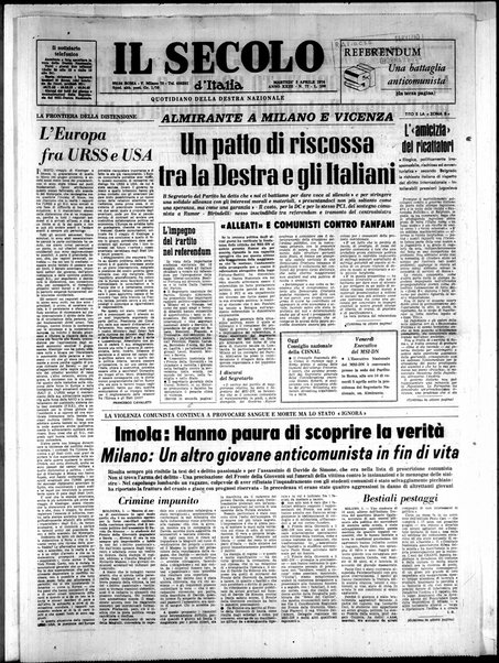 Il Secolo d'Italia : quotidiano per gli italiani