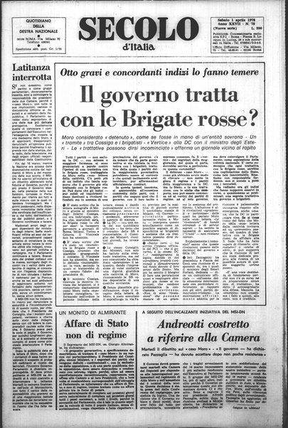 Il Secolo d'Italia : quotidiano per gli italiani