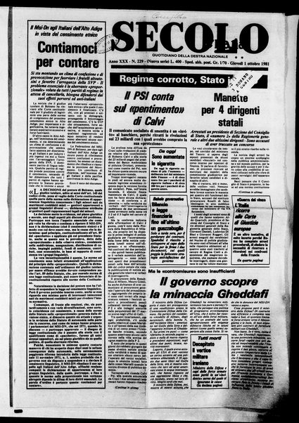 Il Secolo d'Italia : quotidiano per gli italiani